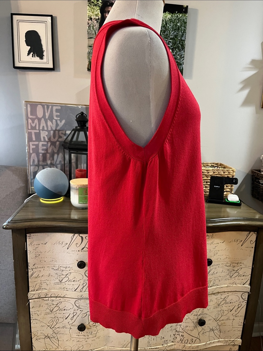VINTAGE Y2K GEORGE SCOOP NECK KNIT TANK TOP RED SIZE XL 16 TO 18 - Picture 5 of 14